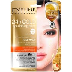 Atsvaidzinoša sejas maska Eveline 24k Gold Nourishing Elixir 8in1 20 ml cena un informācija | Sejas maskas, acu maskas | 220.lv