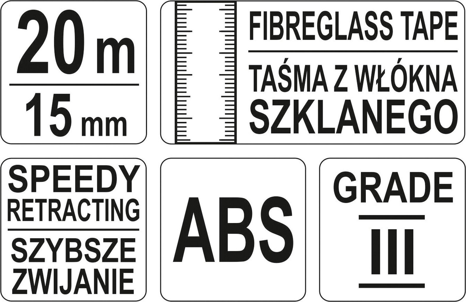 Rulete stikla audums, III klase 20 m x 15 mm Yato 71570 цена и информация | Rokas instrumenti | 220.lv