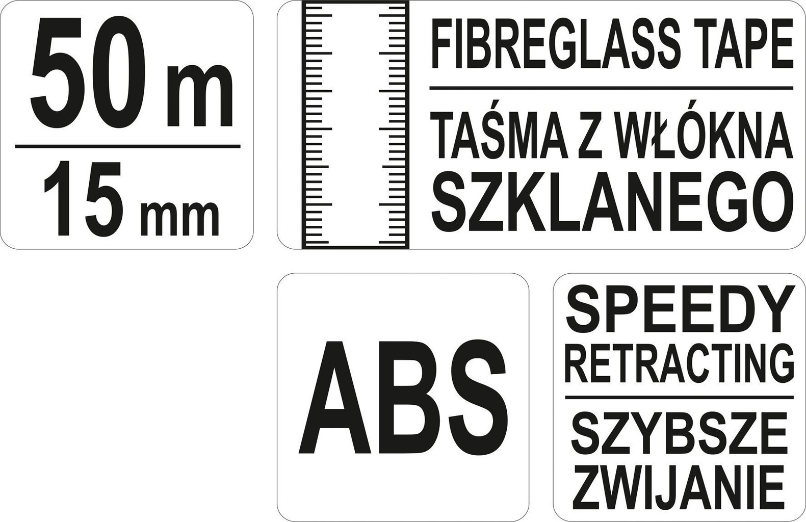 Rulete stikla audums, ģeodēziskā III klase 50mx15mm Yato YT-71541 cena un informācija | Rokas instrumenti | 220.lv