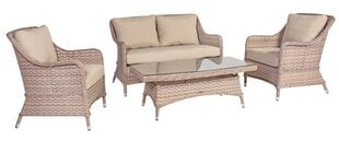 Садовая мебель EDEN стол, диван и 2 кресло, алюминиевая рама с пластиковым плетением, цвет: бежевый цена и информация | Комплекты уличной мебели | 220.lv