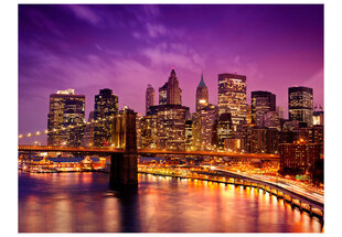 Foto tapete - Manhattan and Brooklyn Bridge by night цена и информация | Фотообои | 220.lv