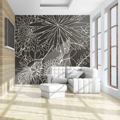 Foto tapete - Black and white floral background цена и информация | Фотообои | 220.lv