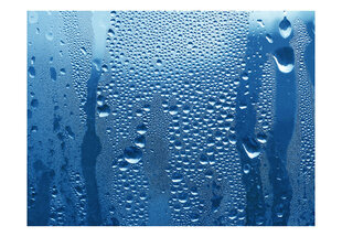 Foto tapete - Water drops on blue glass cena un informācija | Fototapetes | 220.lv