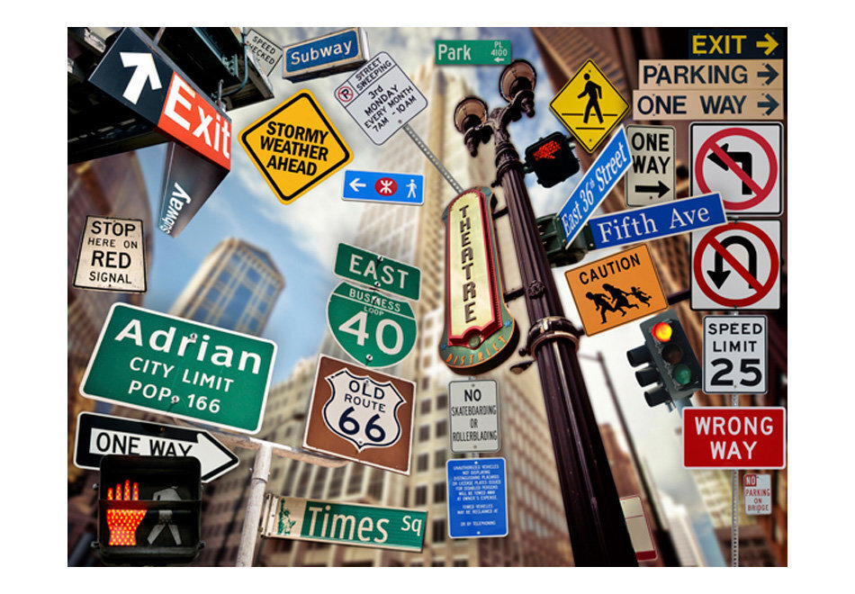 Foto tapete - New York signposts цена и информация | Fototapetes | 220.lv