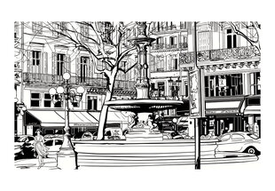 Foto tapete - Sketch of parisian fountain cena un informācija | Fototapetes | 220.lv