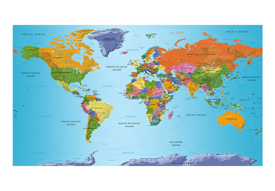 XXL foto tapete - World Map: Colourful Geography II cena un informācija | Fototapetes | 220.lv