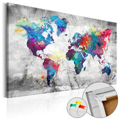 Attēls uz korķa - World Map: Grey Style [Cork Map] цена и информация | Картины | 220.lv