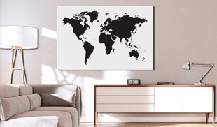 Attēls uz korķa - World Map: Black & White Elegance [Cork Map] cena un informācija | Gleznas | 220.lv