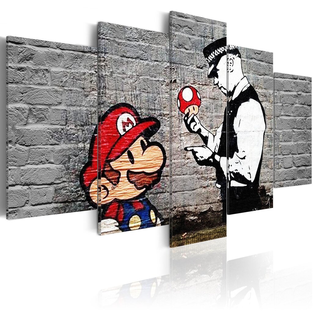 Glezna - Super Mario Mushroom Cop (Banksy) цена и информация | Gleznas | 220.lv