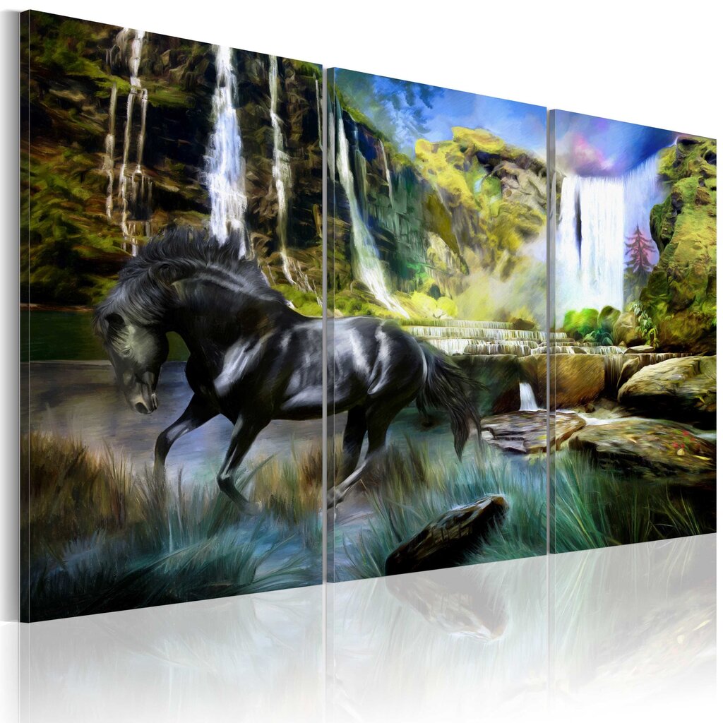 Glezna - Horse on the sky-blue waterfall background цена и информация | Gleznas | 220.lv