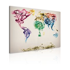 Glezna - The World map - colored smoke trails cena un informācija | Gleznas | 220.lv