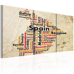 Glezna - Spain: text map in colors of national flag cena un informācija | Gleznas | 220.lv