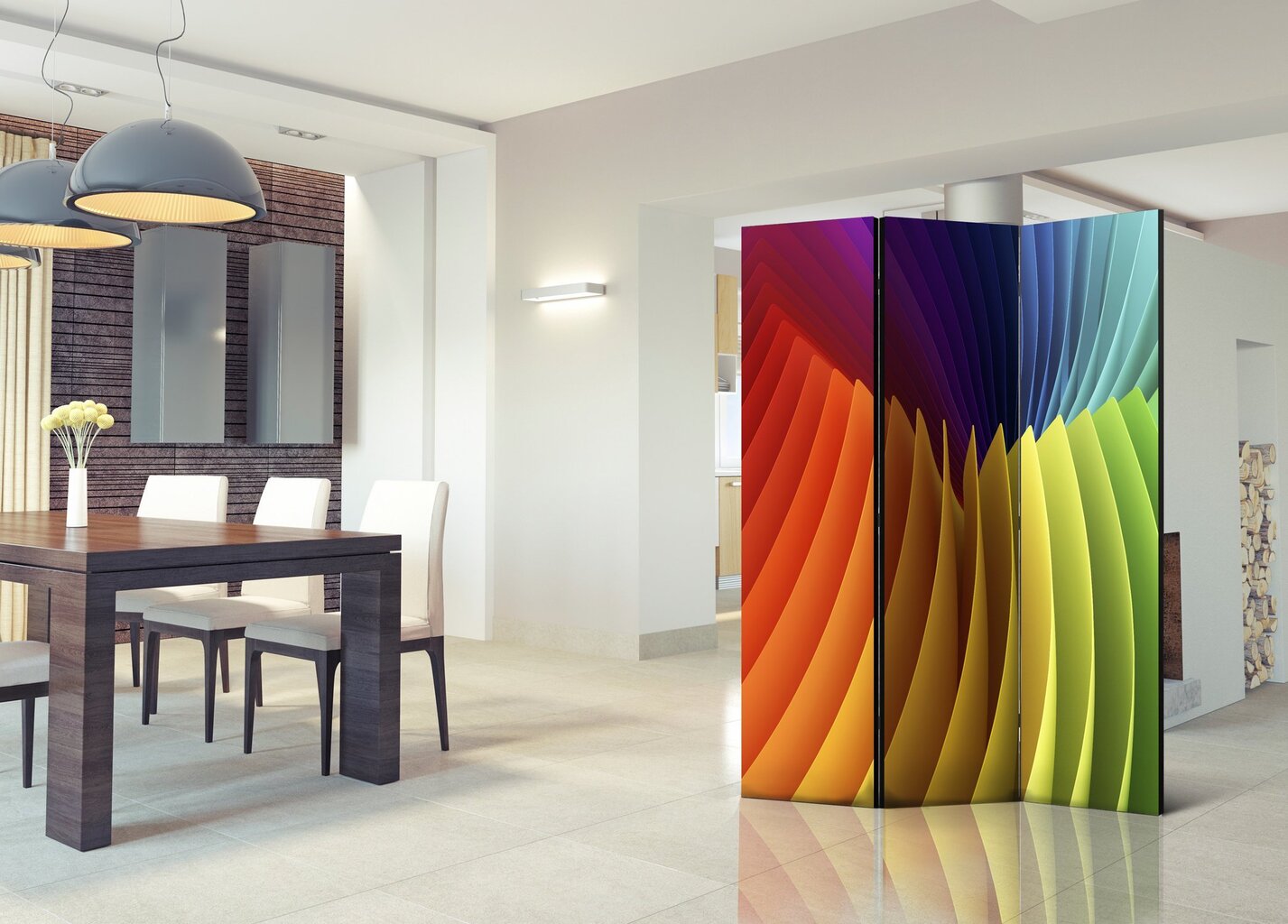 3-daļīgs aizslietnis - Rainbow Wave [Room Dividers] cena un informācija | Aizslietņi | 220.lv
