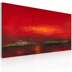 Ar rokām gleznota glezna - Red sunset over the sea cena un informācija | Gleznas | 220.lv