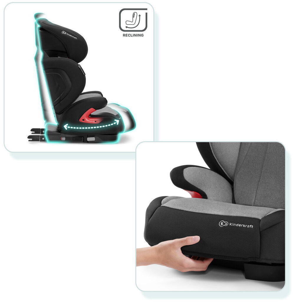 Autokrēsliņš KinderKraft Unity ISOFIX, 15-36 kg, grey cena un informācija | Autokrēsliņi | 220.lv