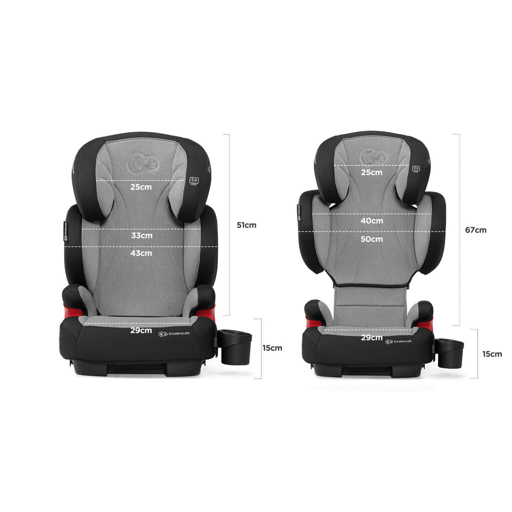 Autokrēsliņš KinderKraft Unity ISOFIX, 15-36 kg, grey cena un informācija | Autokrēsliņi | 220.lv