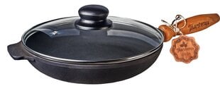 Чугунная сковорода с крышкой, 26x4 см, со съемной ручкой цена и информация | Cковородки | 220.lv