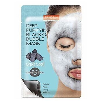 Dziļi attīroša burbuļa sejas maska Purederm Black, O2 Bubble Charcoal, 20 g cena un informācija | Sejas maskas, acu maskas | 220.lv
