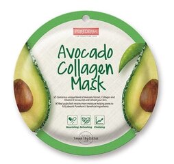 Lokšņu kolagēna sejas maska ar avokado ekstraktu Purederm Avocado Collagen, 18 g cena un informācija | Sejas maskas, acu maskas | 220.lv