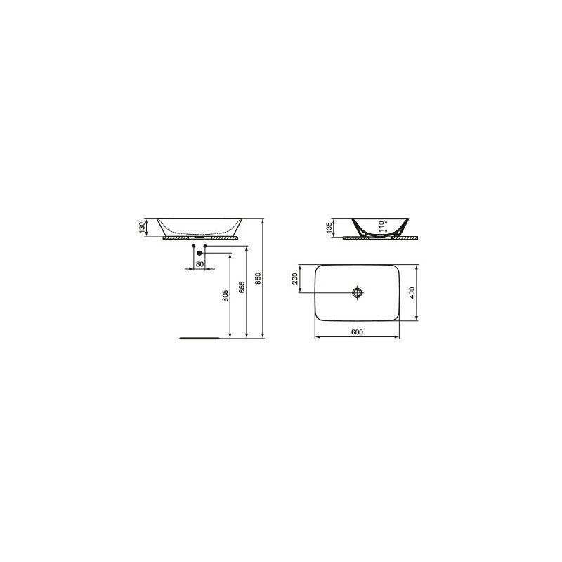 Iebūvējamā izlietne Ideal Standard Connect Air, 60x40 cm cena un informācija | Izlietnes | 220.lv