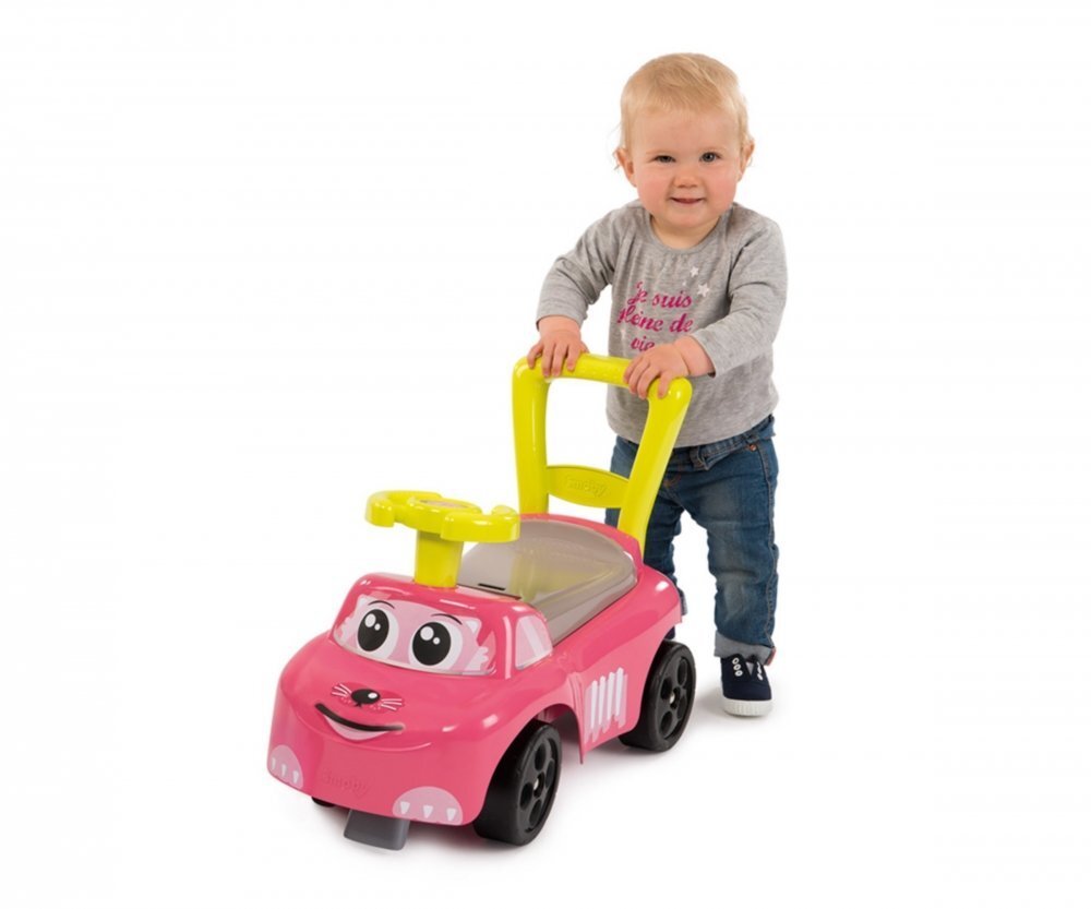 Stumjamā mašīna - stumējs bērniem Smoby Auto Pink Ride-on, 10+ mēn. cena un informācija | Rotaļlietas zīdaiņiem | 220.lv