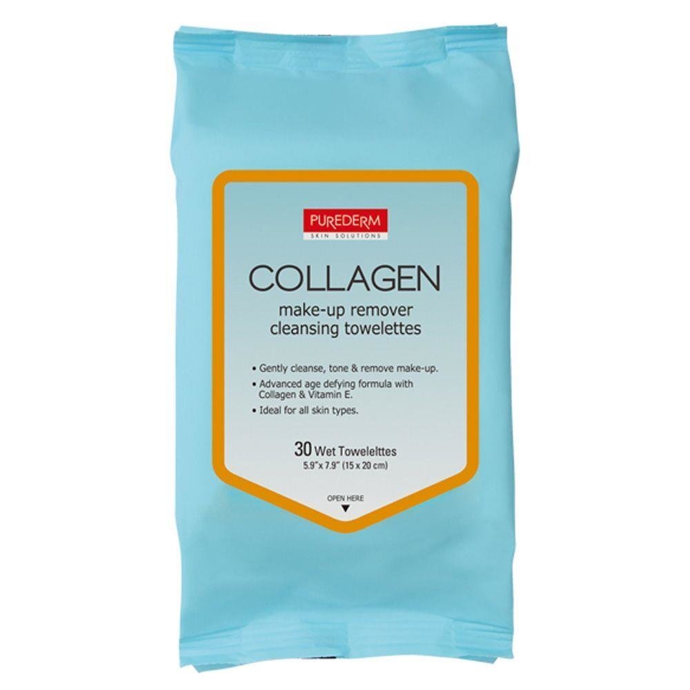 mitrās salvetes kosmētikas notīrīšanai Purederm COLLAGEN, 30 vnt. cena un informācija | Sejas ādas kopšana | 220.lv