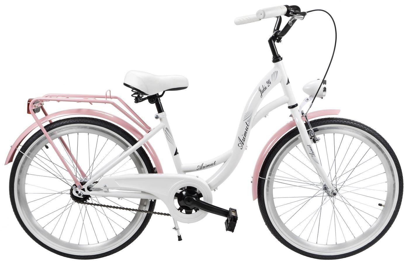 Bērnu velosipēds Azimut Julie 24" 2019, balts/rozā cena un informācija | Velosipēdi | 220.lv