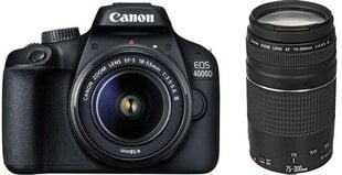 Canon EOS 4000 D 18-55мм III + 75-300мм III комплект цена и информация | Цифровые фотоаппараты | 220.lv