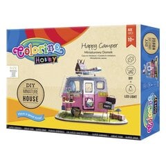 Miniatūra māja uz riteņiem "Happy Camper" ar LED apgaismojumu, Colorino Hobby cena un informācija | Attīstošās rotaļlietas | 220.lv