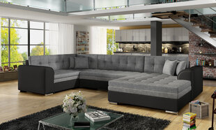 Stūra dīvāns NORE Damario, tumši pelēks/melns cena un informācija | Stūra dīvāni | 220.lv