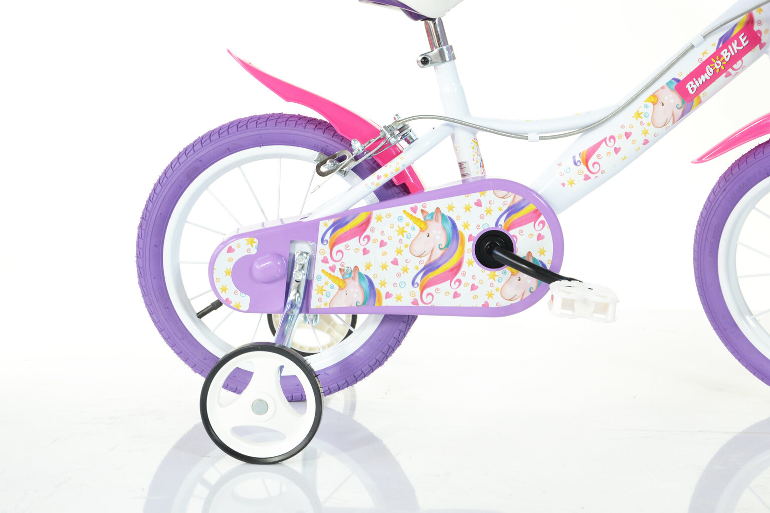 Velosipēds bērniem Bimbo Bike 14", balts/violets cena un informācija | Velosipēdi | 220.lv