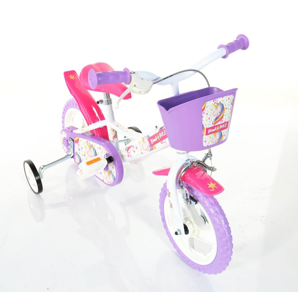 Velosipēds bērniem Bimbo Bike 12", balts/violets цена и информация | Velosipēdi | 220.lv