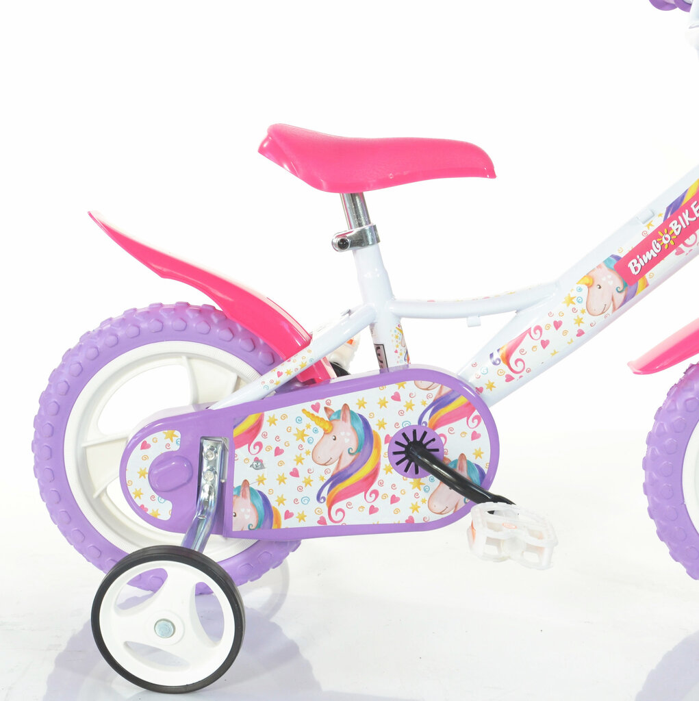 Velosipēds bērniem Bimbo Bike 12", balts/violets цена и информация | Velosipēdi | 220.lv