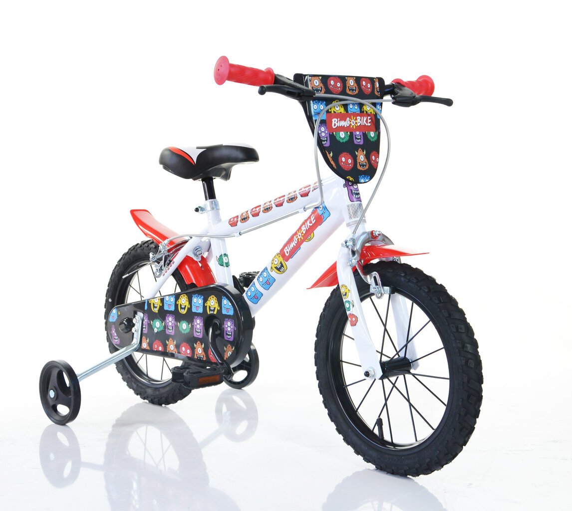 Velosipēds bērniem Bimbo Bike 14", balts/sarkans цена и информация | Velosipēdi | 220.lv