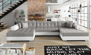 Universāls mīkstais stūra dīvāns Vento, gaiši pelēks/balts cena un informācija | Stūra dīvāni | 220.lv