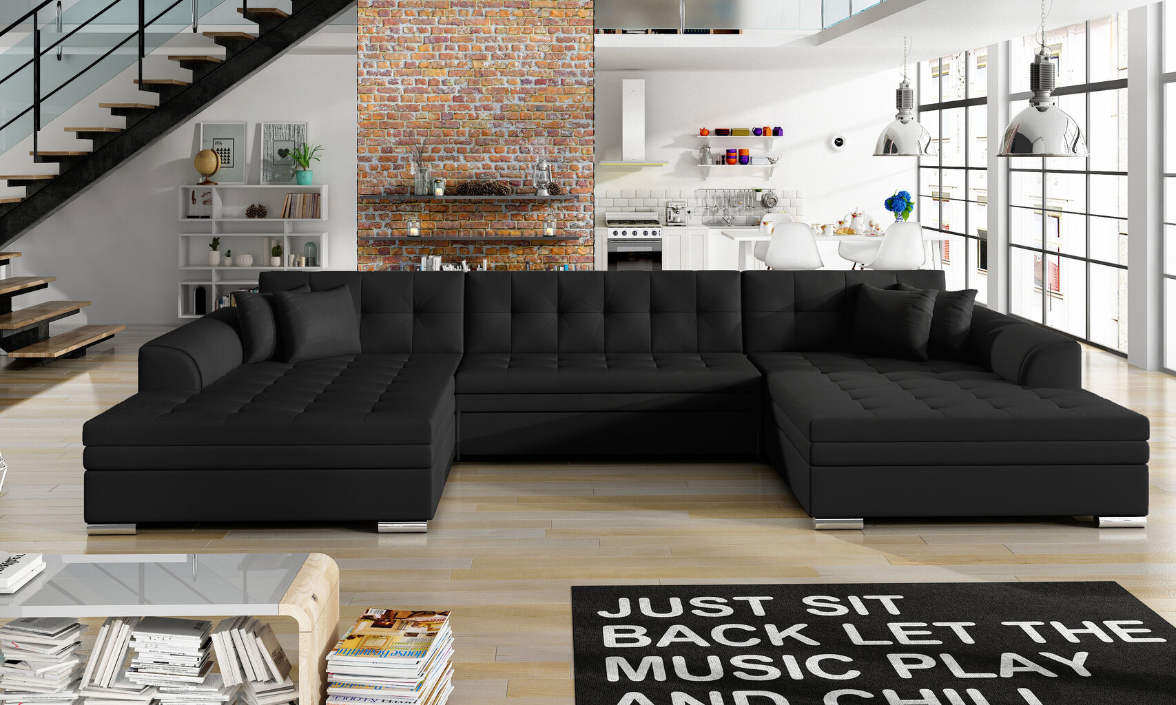 Universāls mīkstais stūra dīvāns Vento, melns цена и информация | Stūra dīvāni | 220.lv