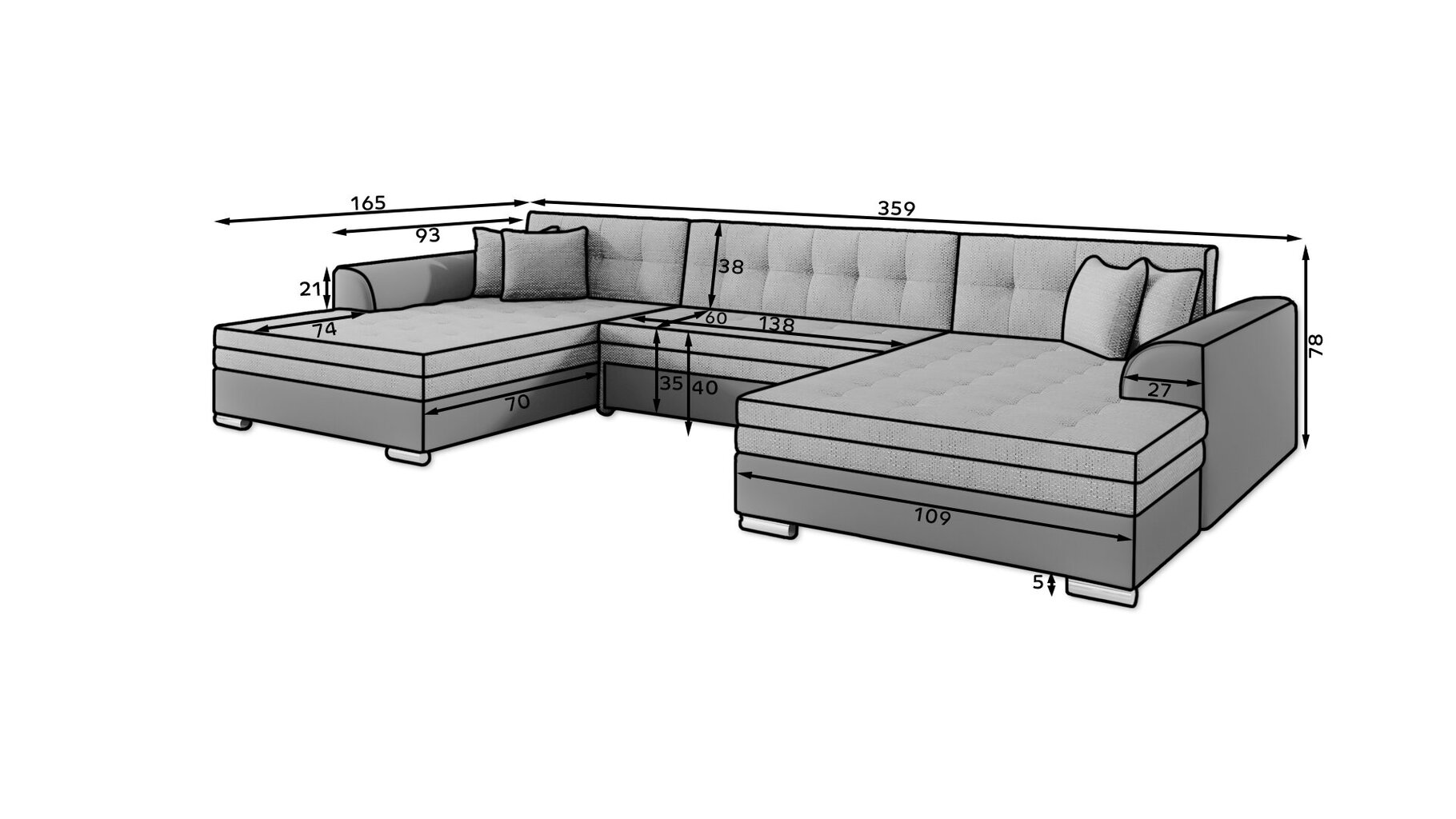 Universāls mīkstais stūra dīvāns Vento, melns cena un informācija | Stūra dīvāni | 220.lv