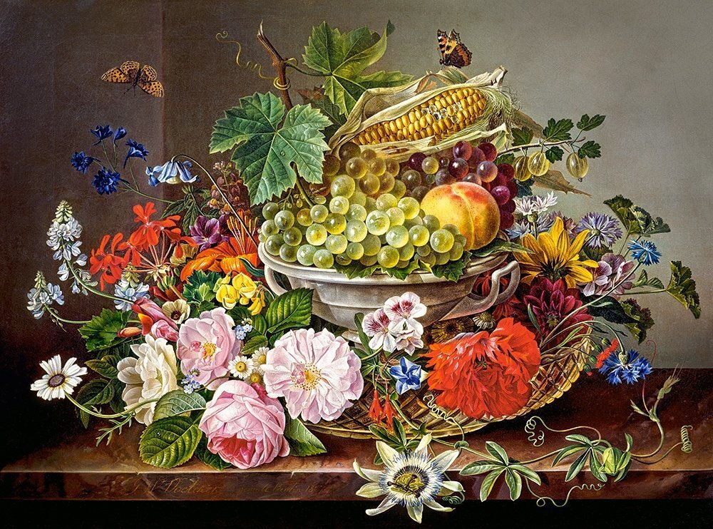 Castorland puzle Still Life with Flowers and Fruit Basket, 2000 detaļu цена и информация | Puzles, 3D puzles | 220.lv