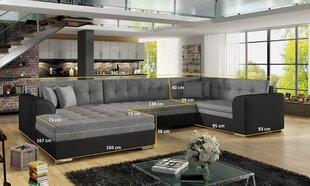 Mīksts stūra dīvāns NORE Damario, tumši zaļš/tumši pelēks cena un informācija | Stūra dīvāni | 220.lv