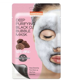 Глубоко очищающая маска лица Purederm Black O2 Bubble Volcanic, 20 г цена и информация | Маски для лица, патчи для глаз | 220.lv