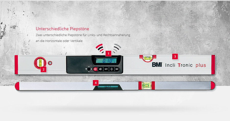 Digitālais līmeņrādis BMI Incli Tronic plus, 60 cm cena un informācija | Rokas instrumenti | 220.lv