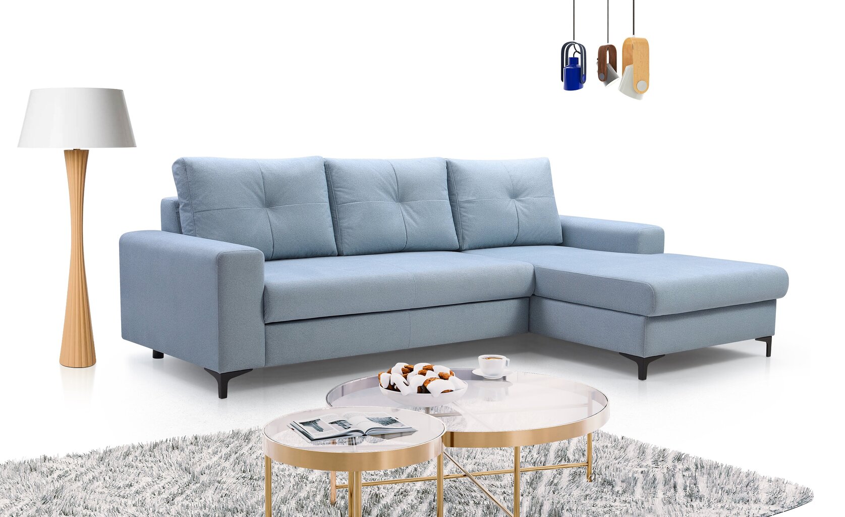 Stūra dīvāns Avra, zils цена и информация | Stūra dīvāni | 220.lv