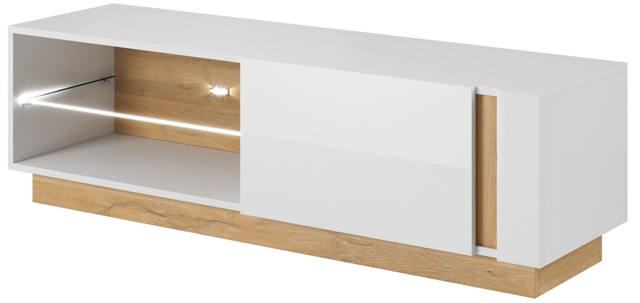 TV galdiņš Arco 138, balts / ozolkoka krāsā cena un informācija | TV galdiņi | 220.lv