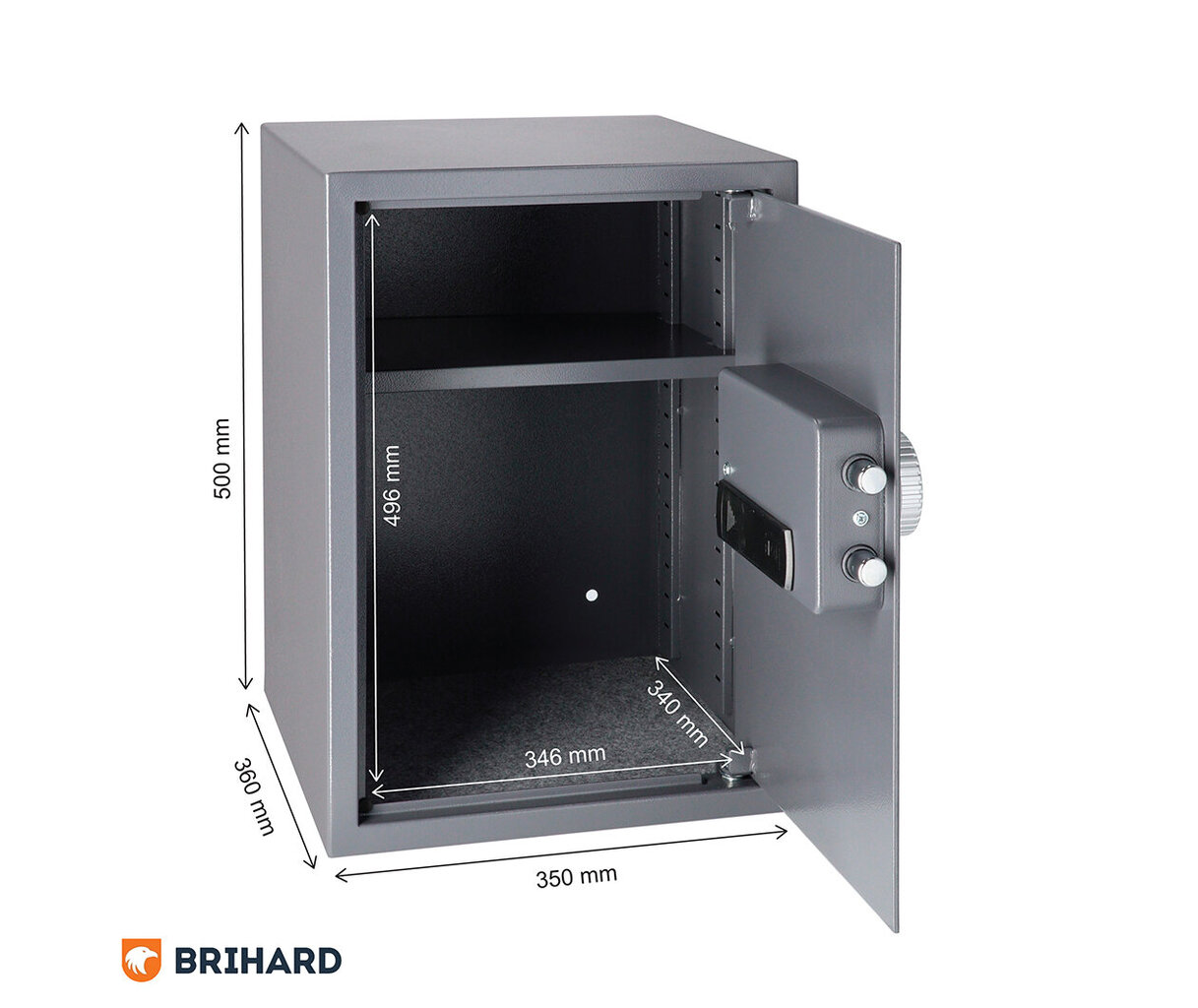 Seifs Brihard 50x35x36 cm melns цена и информация | Seifi | 220.lv