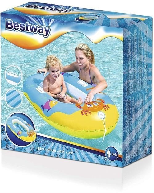 Piepūšamā laiva bērniem Bestway Happy Crustacean, 119x79 cm cena un informācija | Piepūšamās rotaļlietas un pludmales preces | 220.lv