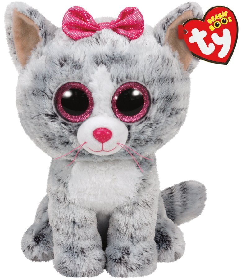 Plīša rotaļlieta TY Beanie Boos KIKI pelēks kaķis, 40 cm, 36838 cena un informācija | Mīkstās (plīša) rotaļlietas | 220.lv