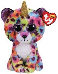 Plīša rotaļlieta TY Beanie Boos GISELLE krāsains leopards ar vienu ragu, 15 cm, 36284 cena un informācija | Mīkstās (plīša) rotaļlietas | 220.lv