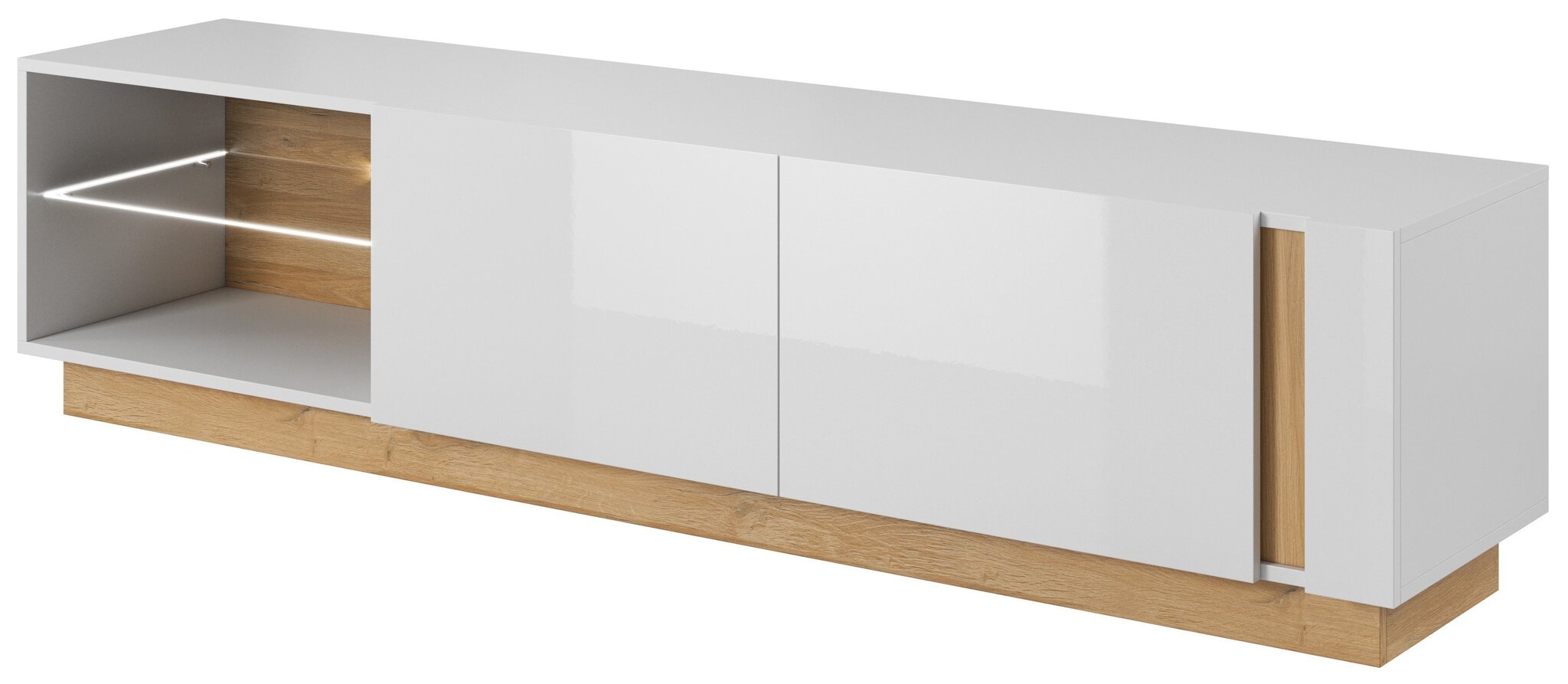 TV galdiņš Arco 187, balts / ozolkoka krāsā cena un informācija | TV galdiņi | 220.lv