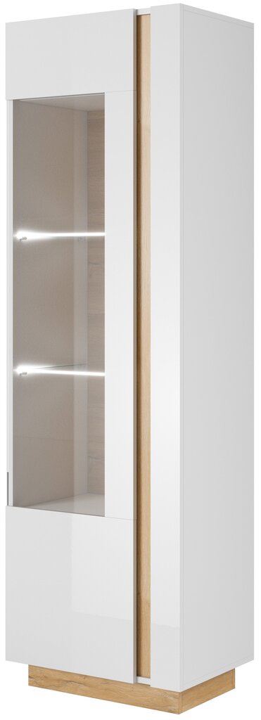 Vitrīna Arco 60, balta/ozolkoka krāsa cena un informācija | Vitrīnas, bufetes | 220.lv