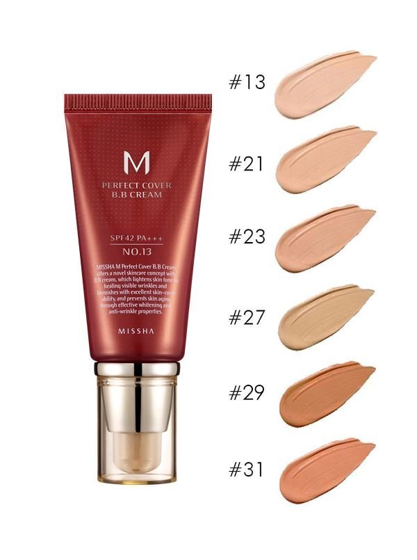 BB sejas krēms MISSHA M Perfect Cover SPF 42/PA+++ 50 ml cena un informācija | Sejas krēmi | 220.lv